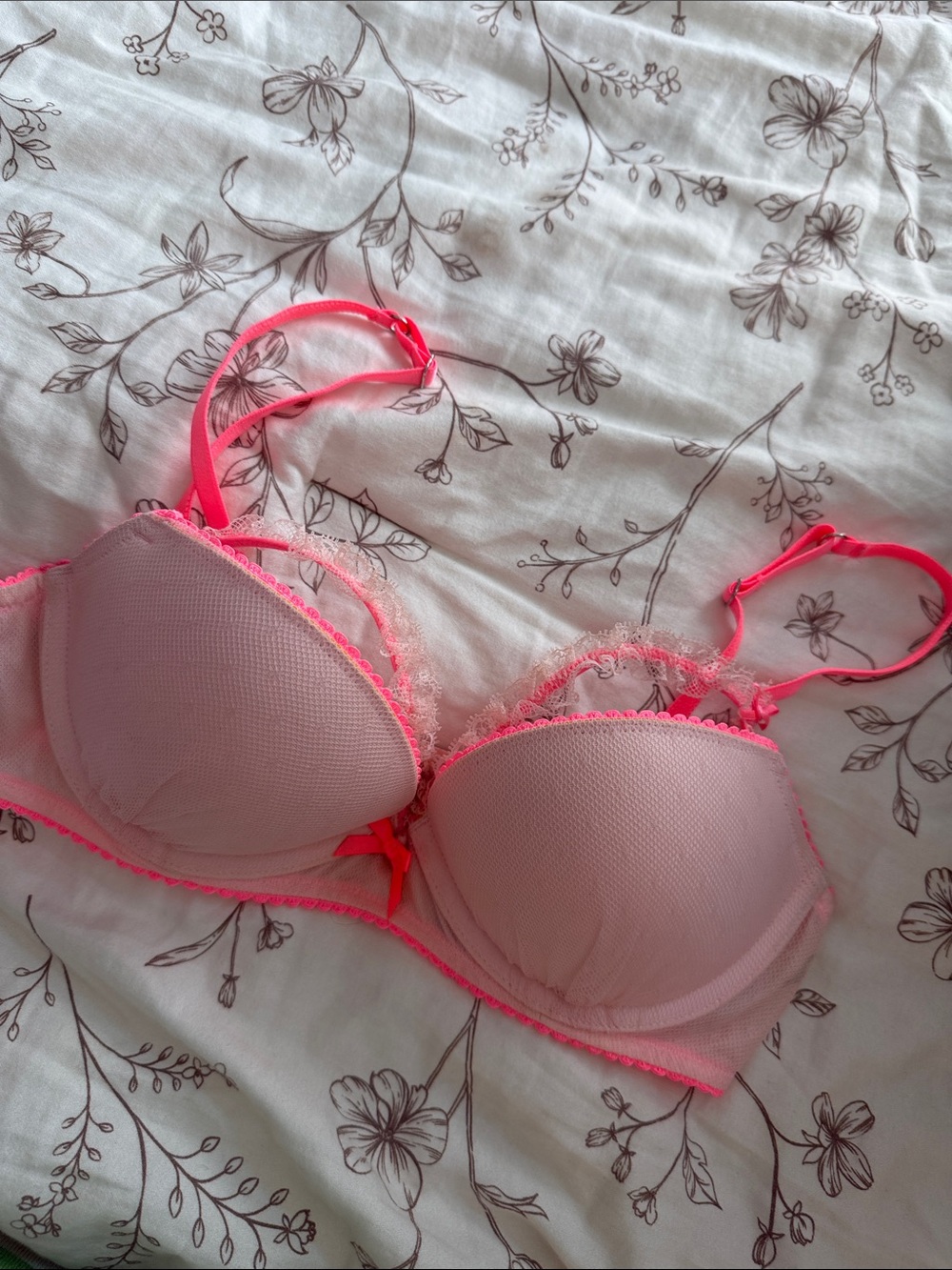 Pink Lace Trim Push-Up Bra - Victoria’s Secret